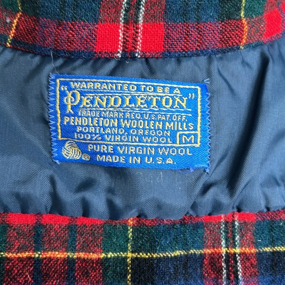 Vintage Pendleton 100% wool long sleeve button down red blue green plaid flannel - Picture 12 of 16
